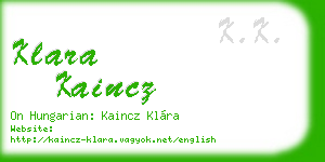 klara kaincz business card